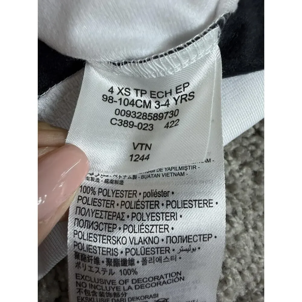 Nike Track Jacket Boys 4 White Black Full Zip Athletic Swoosh Logo Activewear